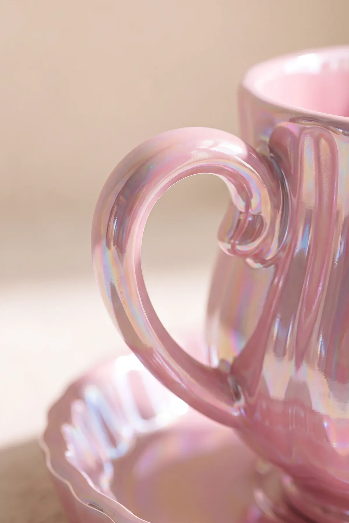 Pink Line Dalgalı Porselen 6 Kişilik Kahve Fincanı Takımı · 4. fotoğraf