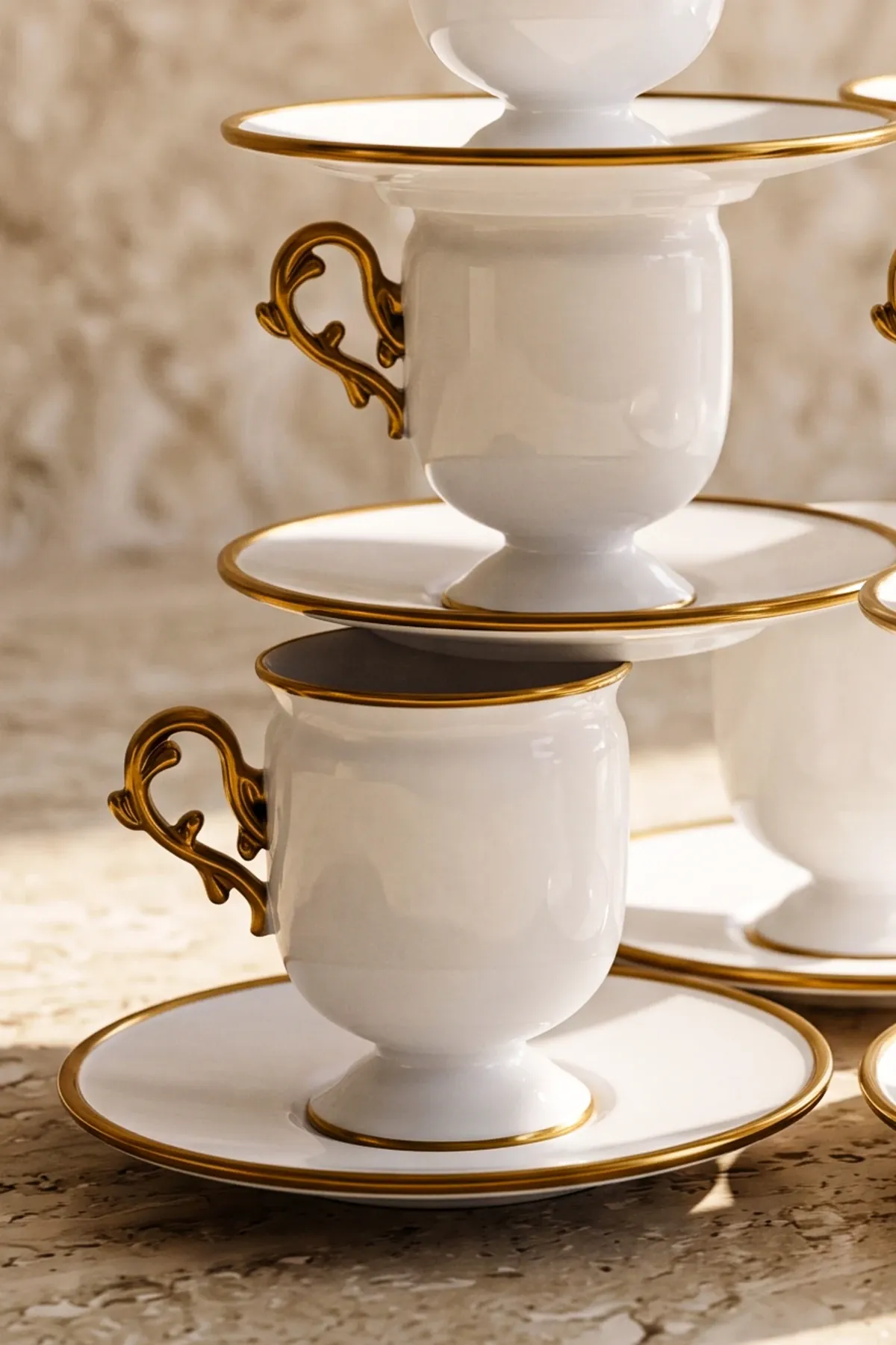 Çengelköy 6 Kişilik Barok Yaldızlı Kahve Fincanı Takımı Seti · 8. fotoğraf